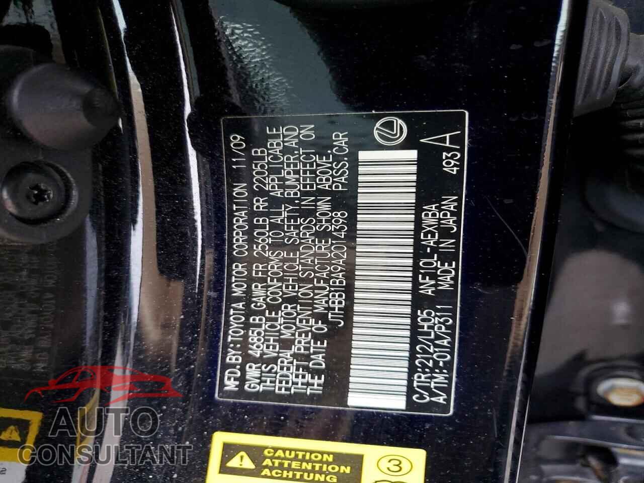 LEXUS HS 2010 - JTHBB1BA9A2014398