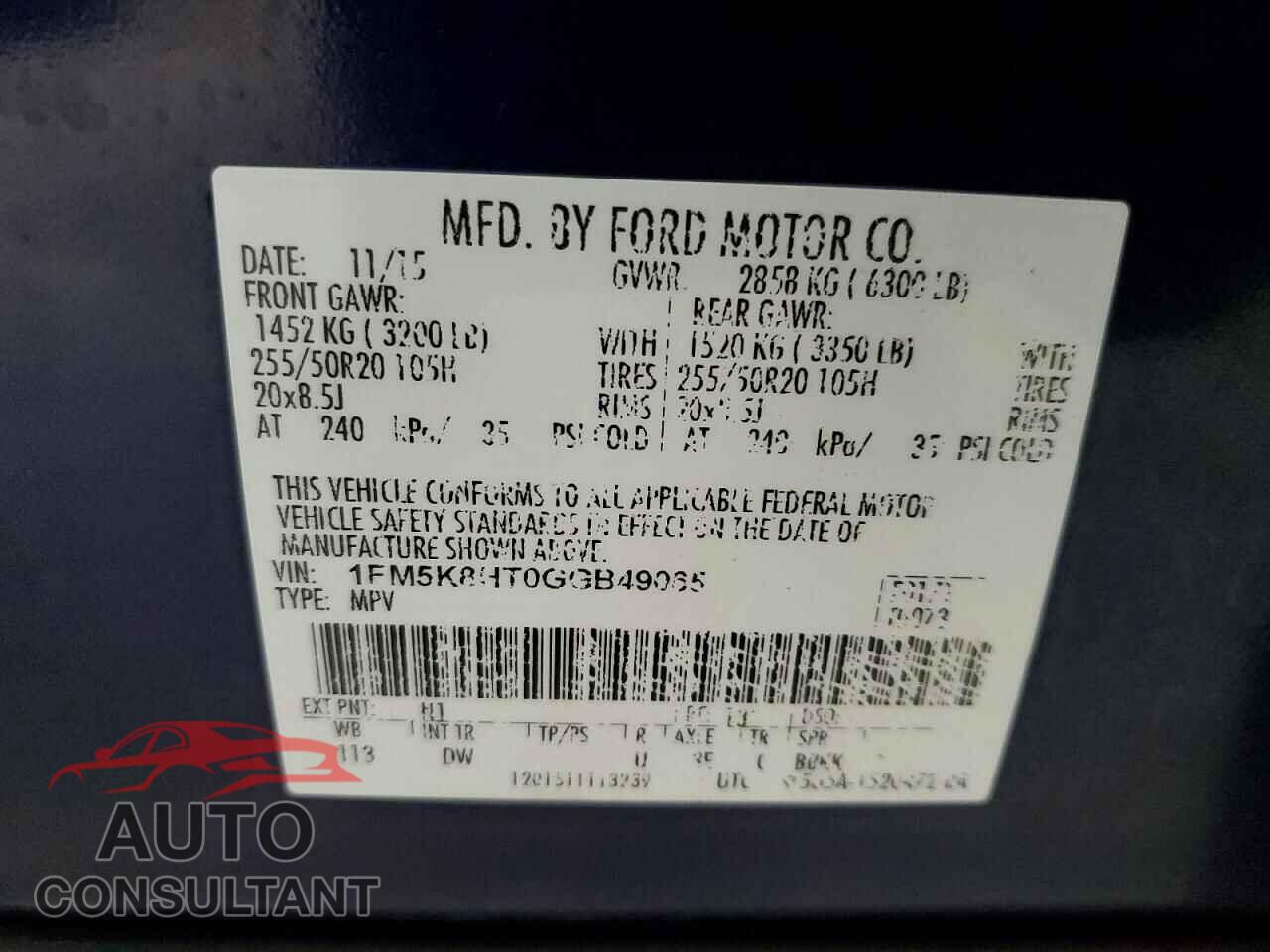 FORD EXPLORER 2016 - 1FM5K8HT0GGB49065