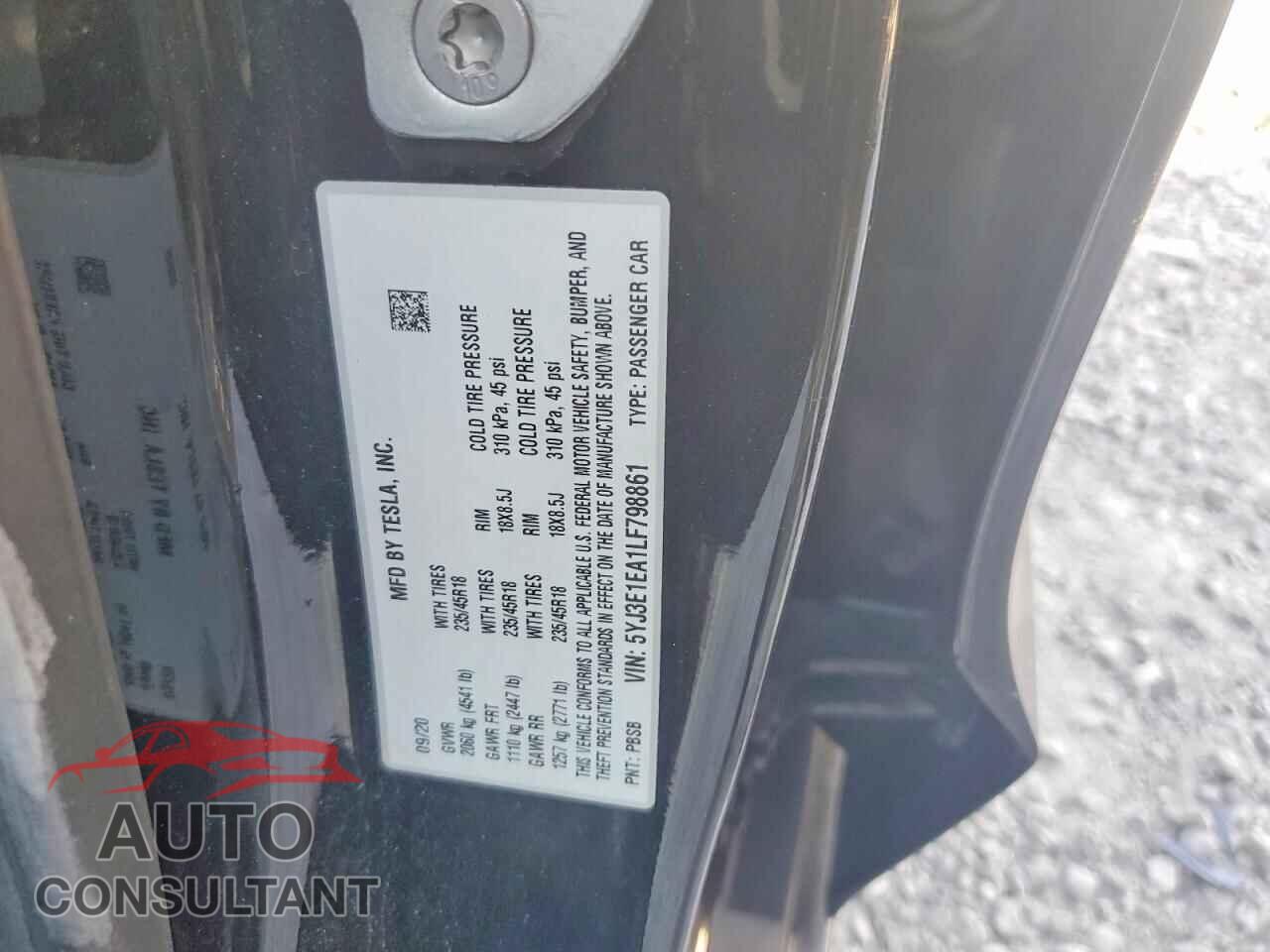 TESLA MODEL 3 2020 - 5YJ3E1EA1LF798861