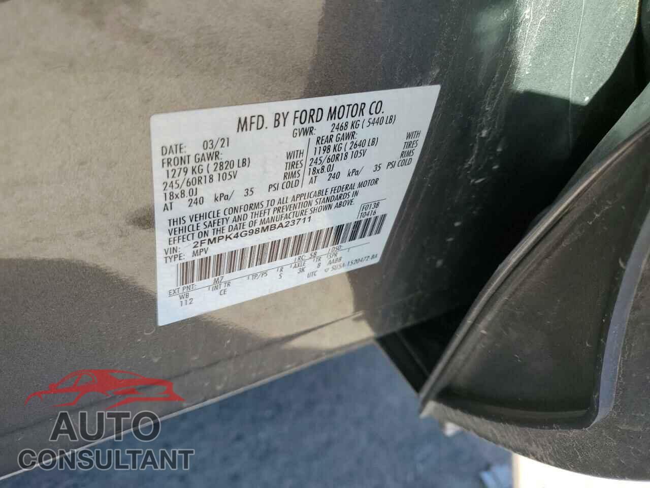 FORD EDGE 2021 - 2FMPK4G98MBA23711