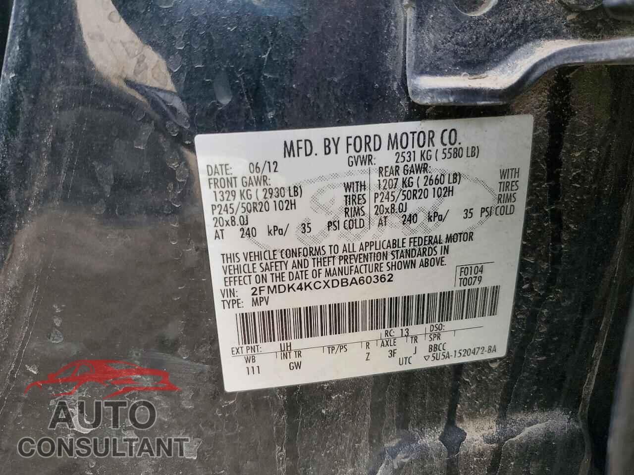 FORD EDGE 2013 - 2FMDK4KCXDBA60362