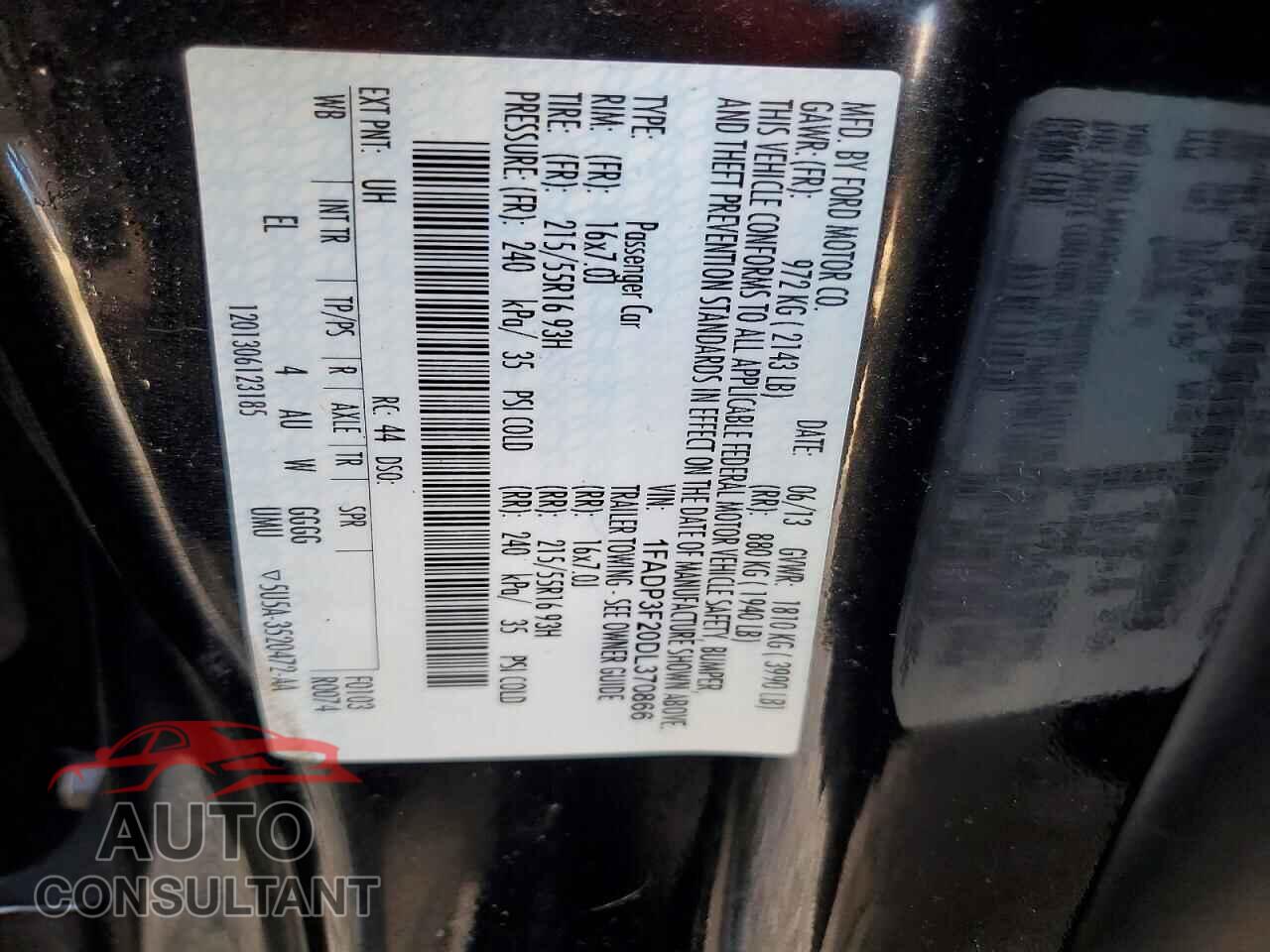 FORD FOCUS 2013 - 1FADP3F20DL370866