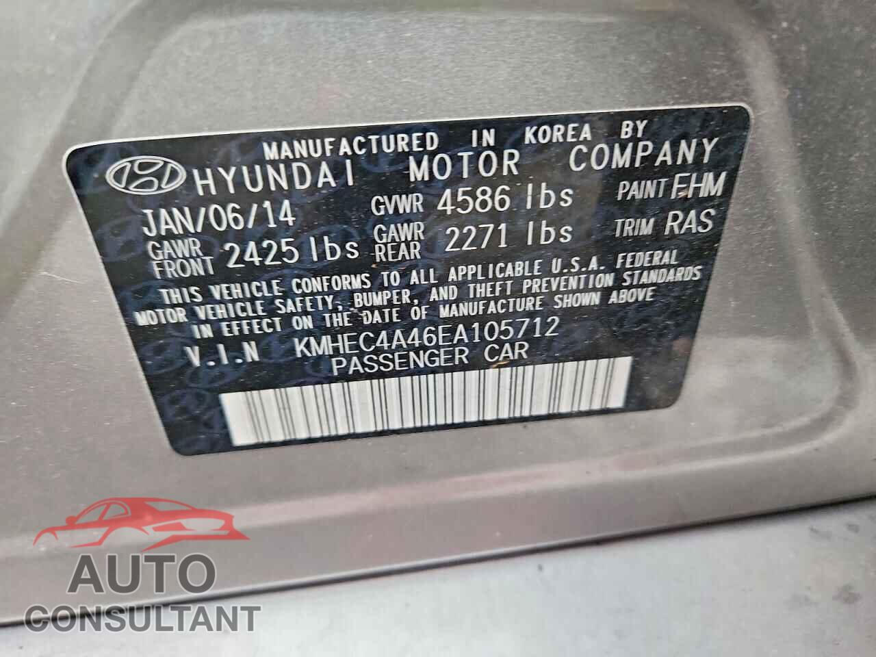 HYUNDAI SONATA 2014 - KMHEC4A46EA105712