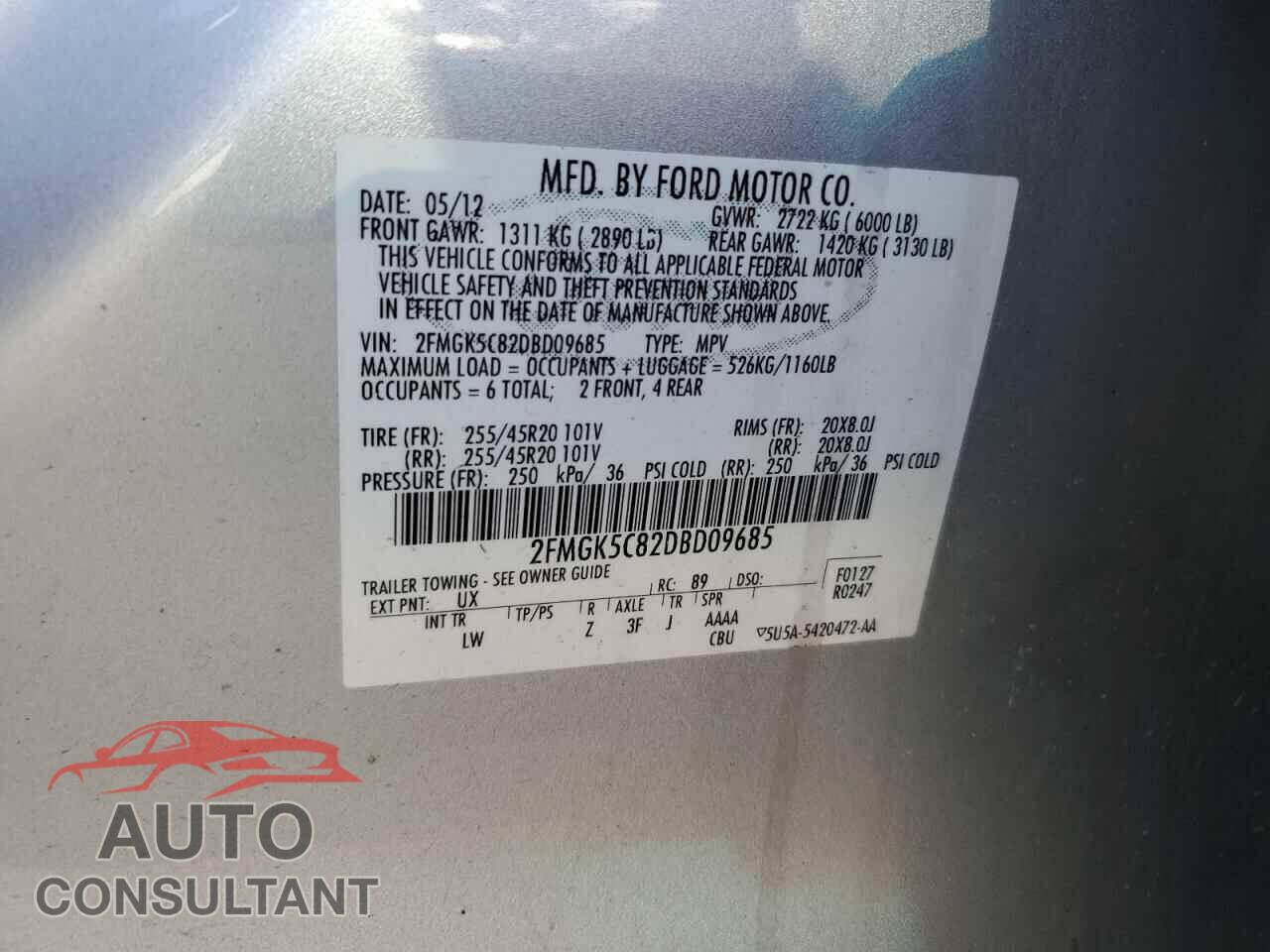 FORD FLEX 2013 - 2FMGK5C82DBD09685