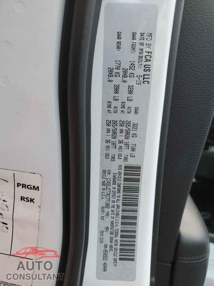 DODGE DURANGO 2019 - 1C4SDJCT7KC771002