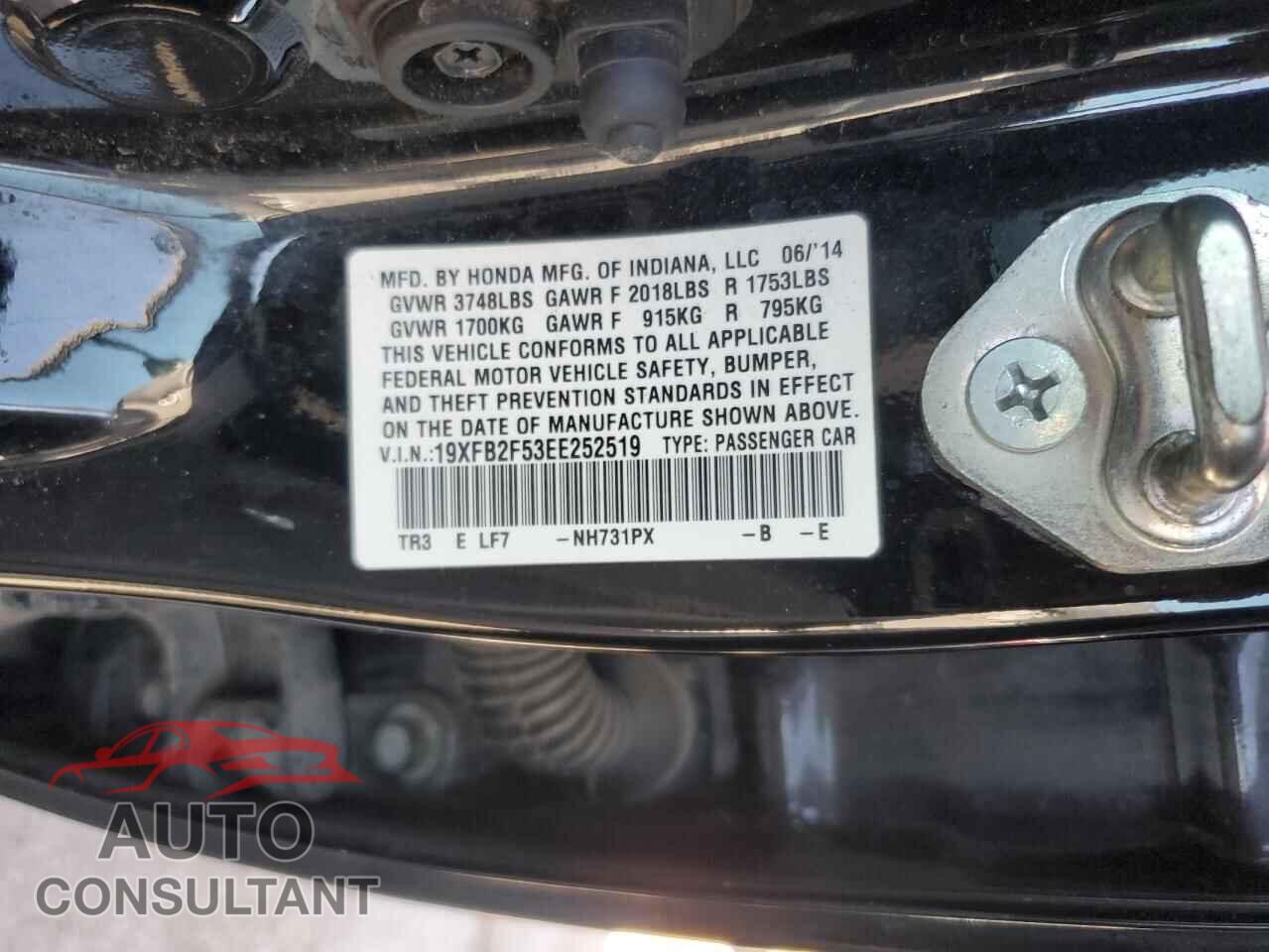 HONDA CIVIC 2014 - 19XFB2F53EE252519