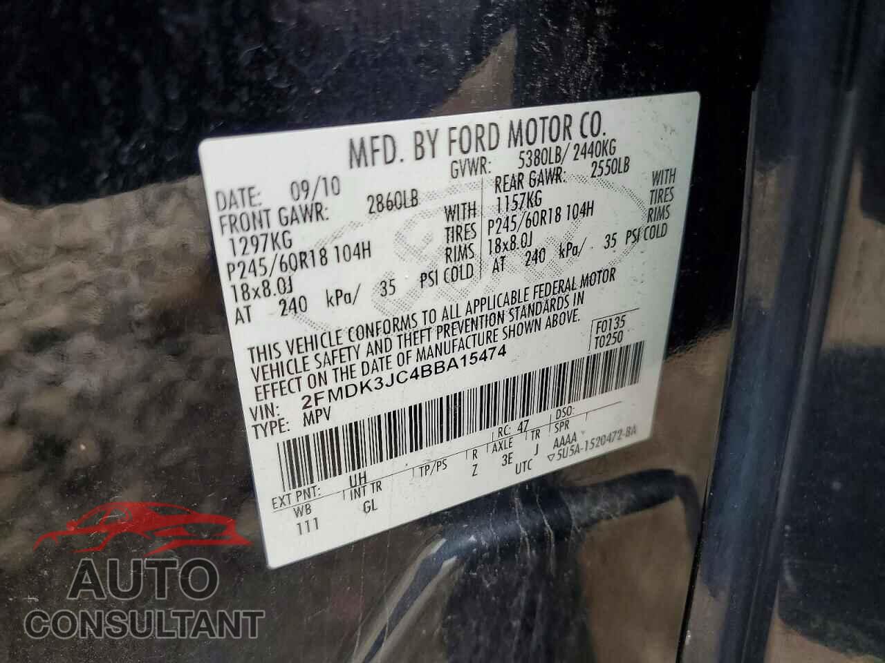FORD EDGE 2011 - 2FMDK3JC4BBA15474