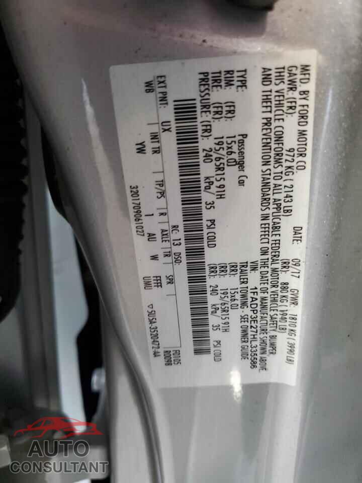 FORD FOCUS 2017 - 1FADP3E27HL335586