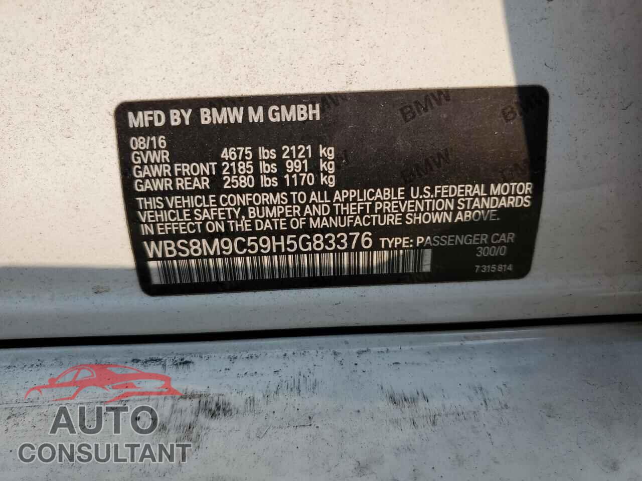 BMW M3 2017 - WBS8M9C59H5G83376