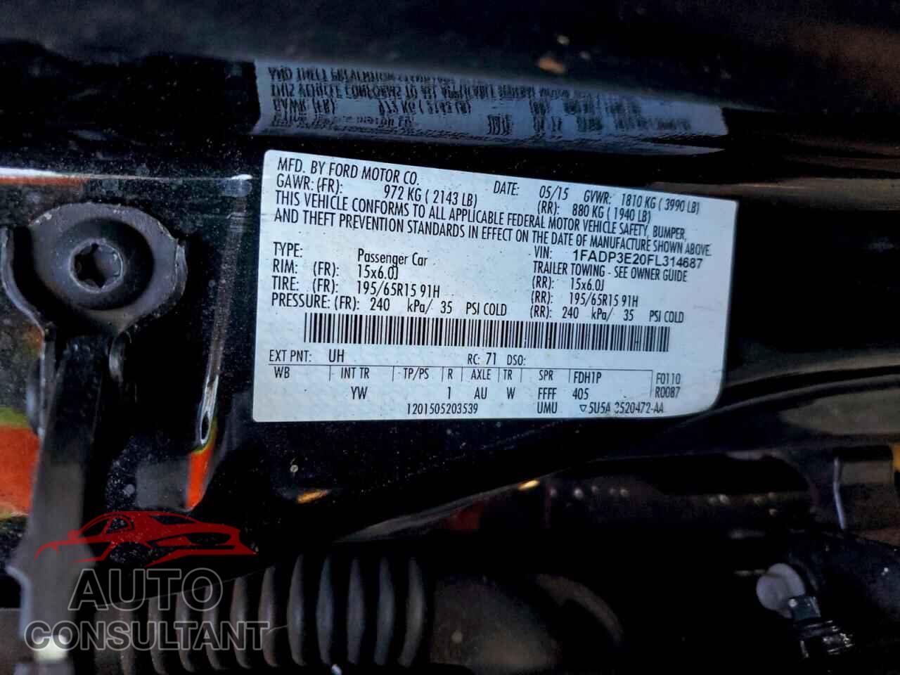 FORD FOCUS 2015 - 1FADP3E20FL314687