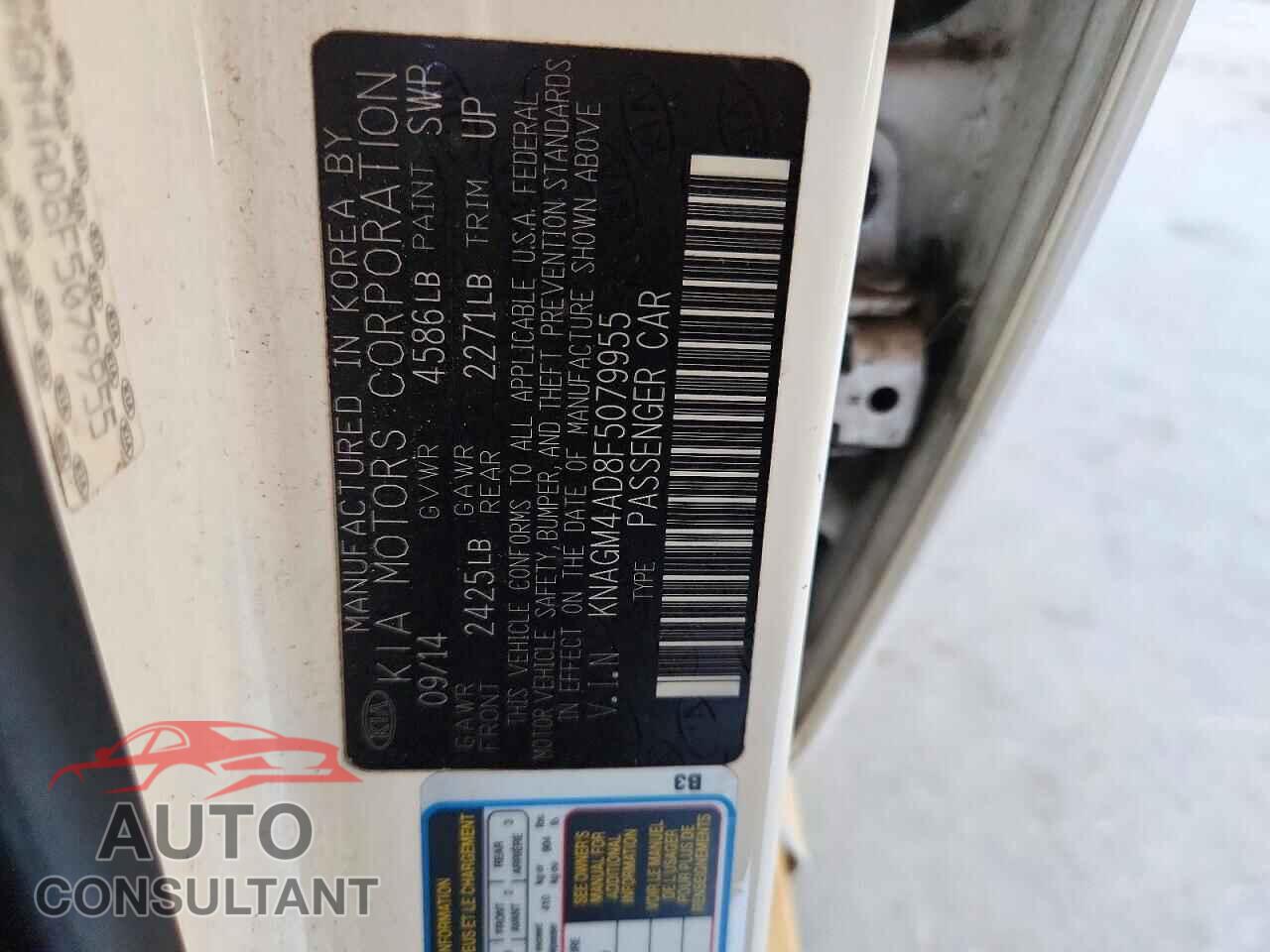 KIA OPTIMA 2015 - KNAGM4AD8F5079955
