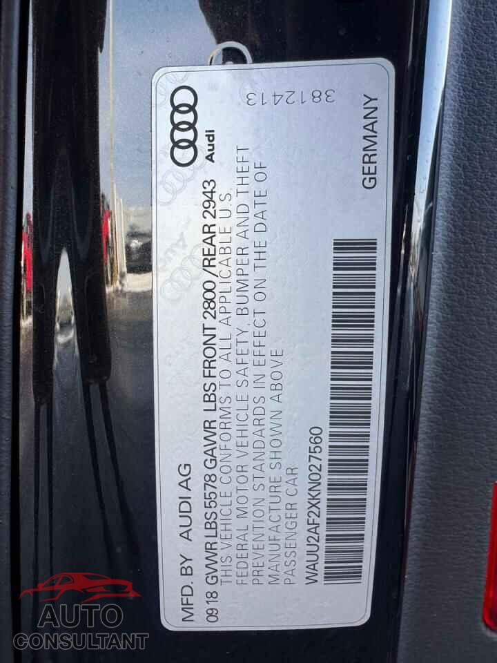 AUDI A7 2019 - WAUU2AF2XKN027560