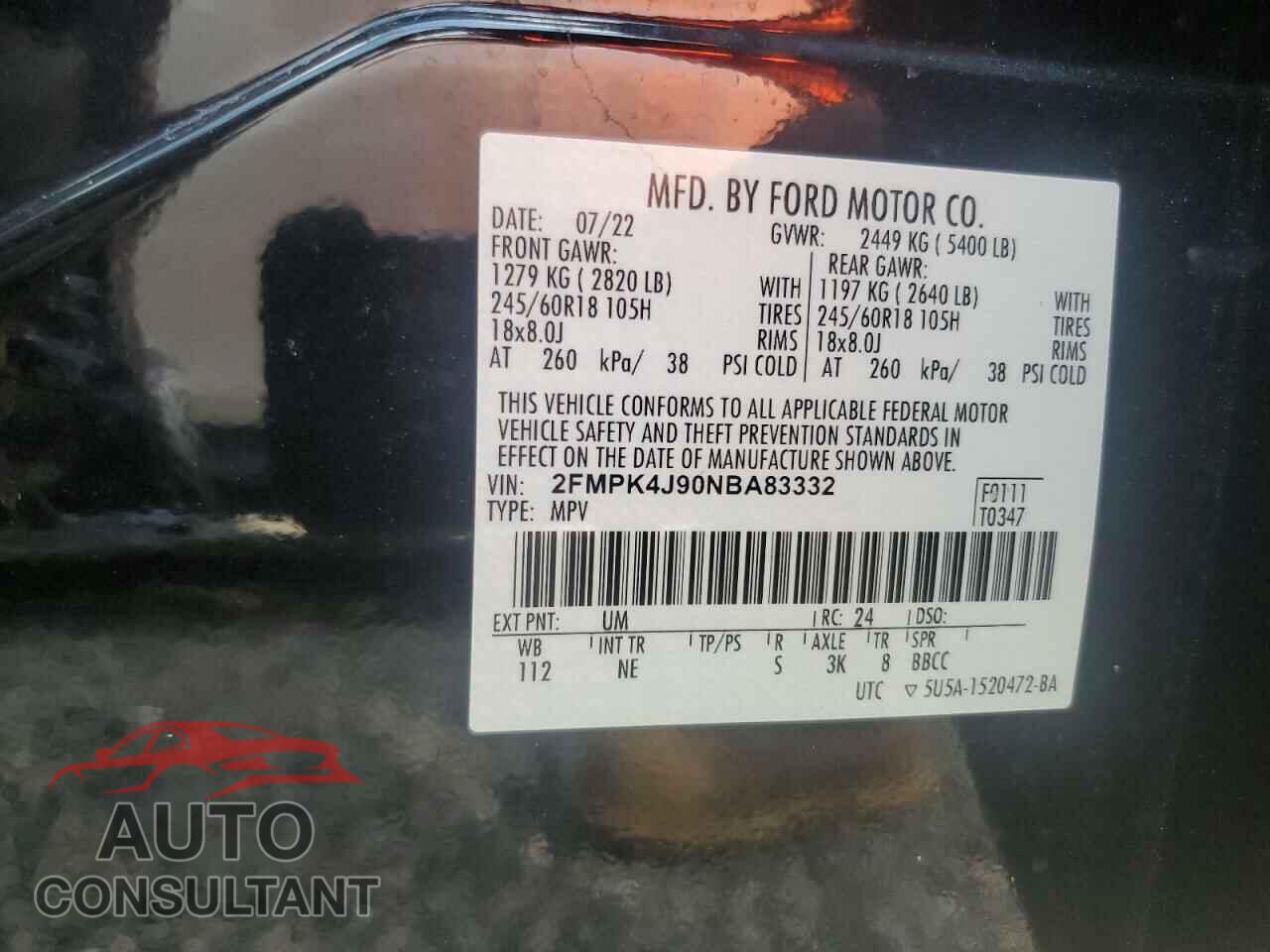 FORD EDGE 2022 - 2FMPK4J90NBA83332