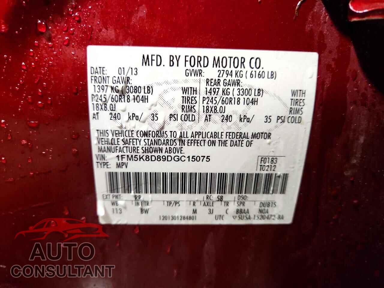 FORD EXPLORER 2013 - 1FM5K8D89DGC15075