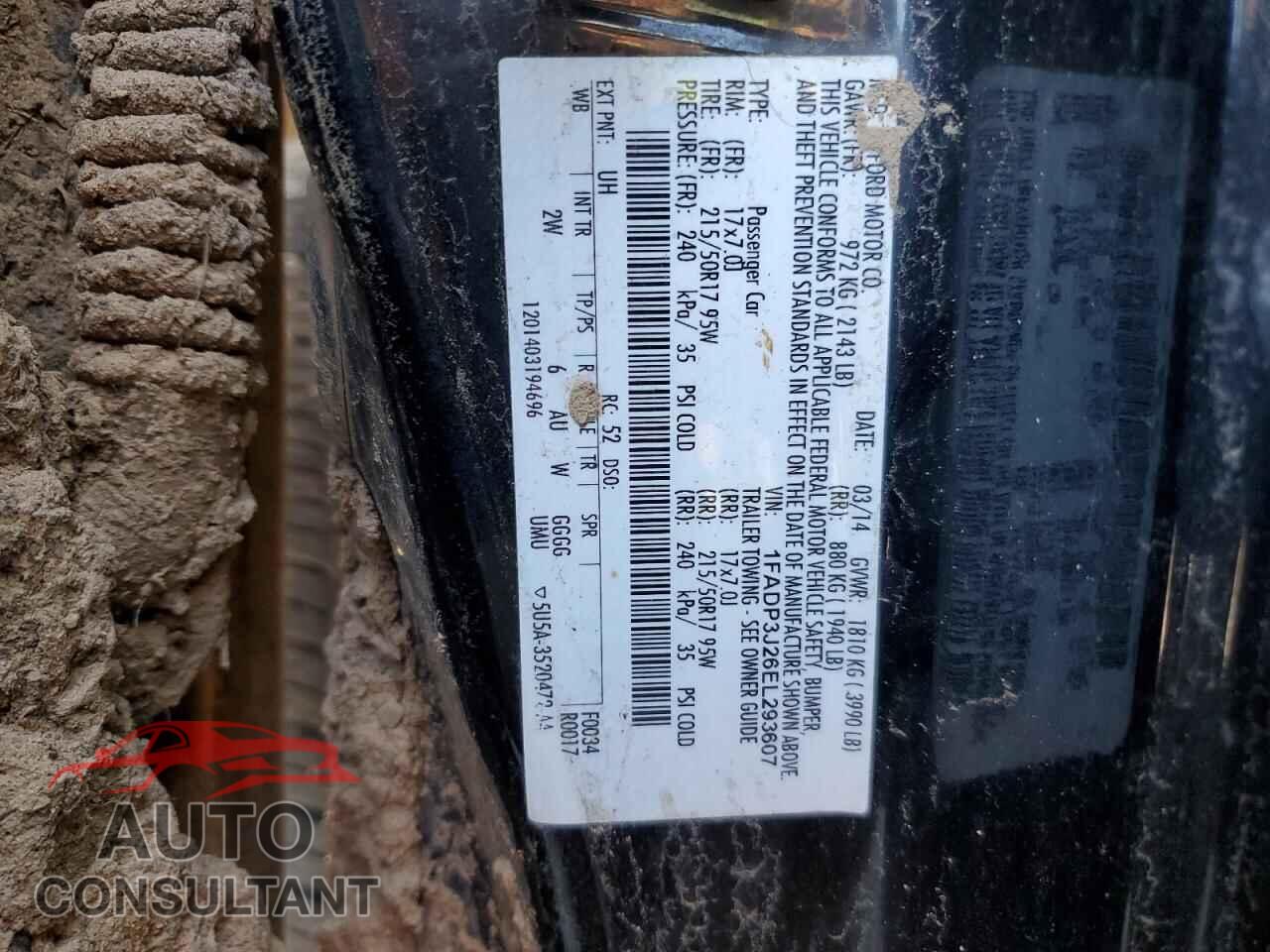 FORD FOCUS 2014 - 1FADP3J26EL293607