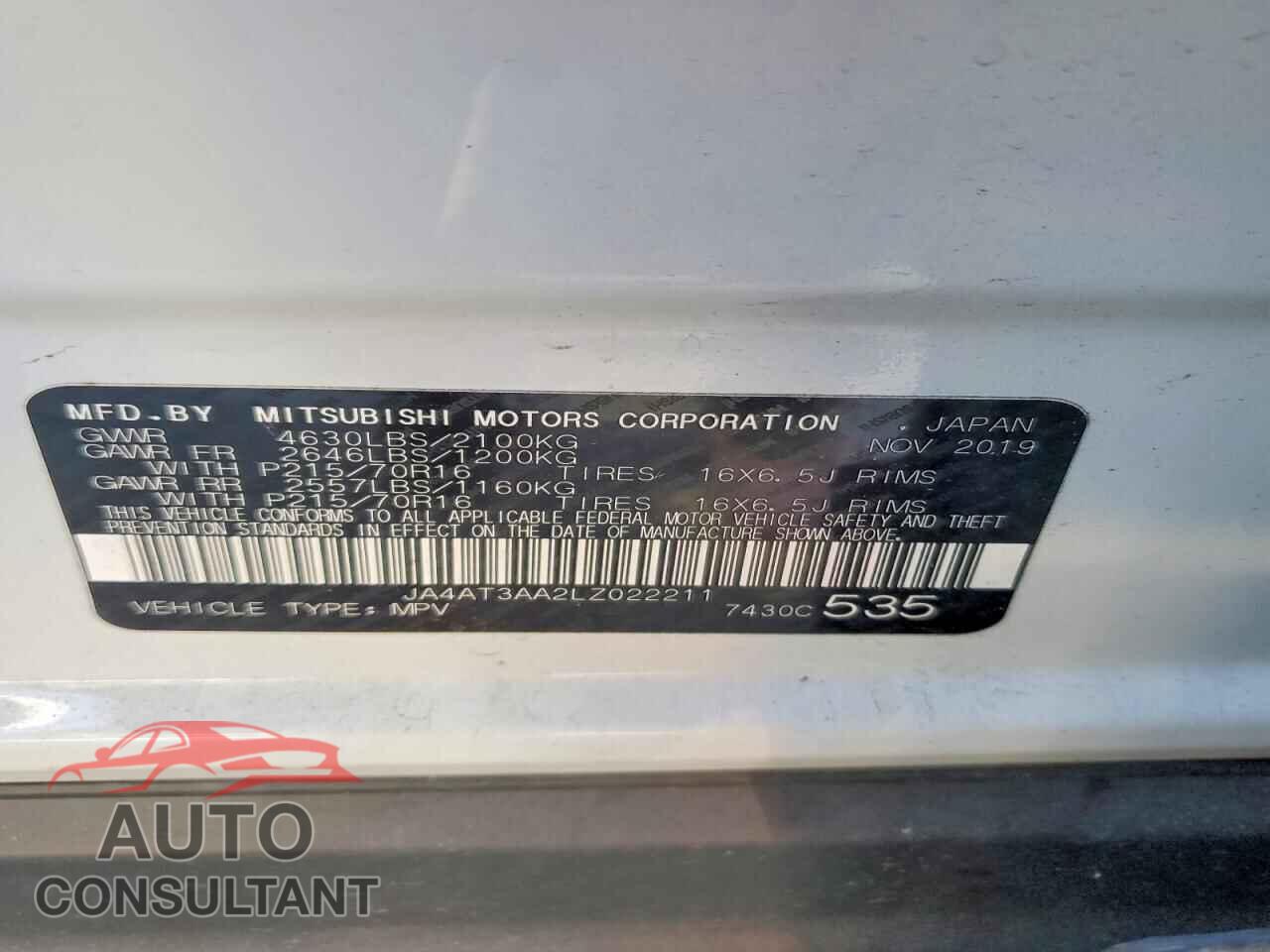 MITSUBISHI ECLIPSE 2020 - JA4AT3AA2LZ022211
