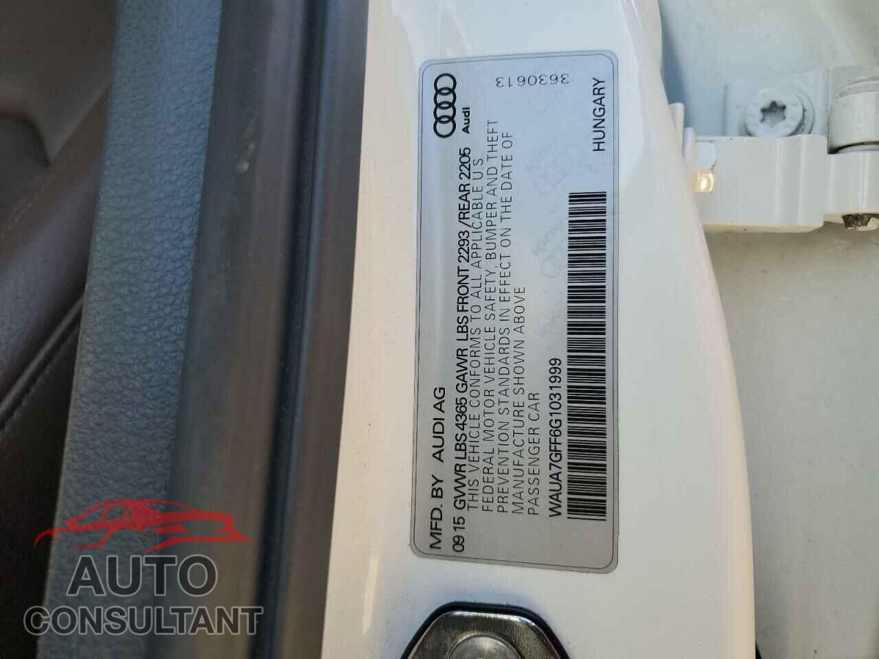 AUDI A3 2016 - WAUA7GFF6G1031999