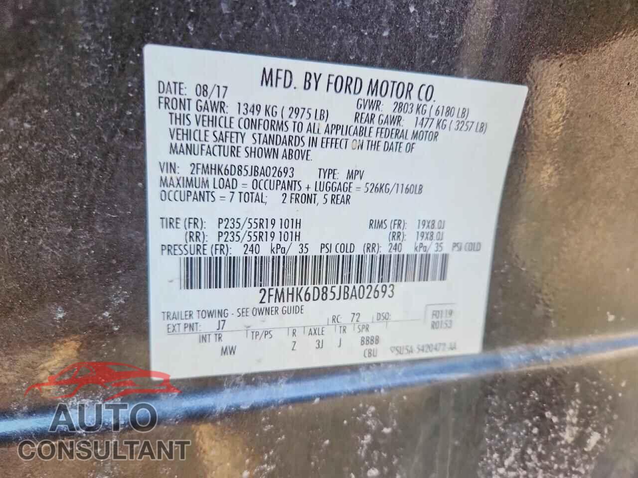 FORD FLEX 2018 - 2FMHK6D85JBA02693