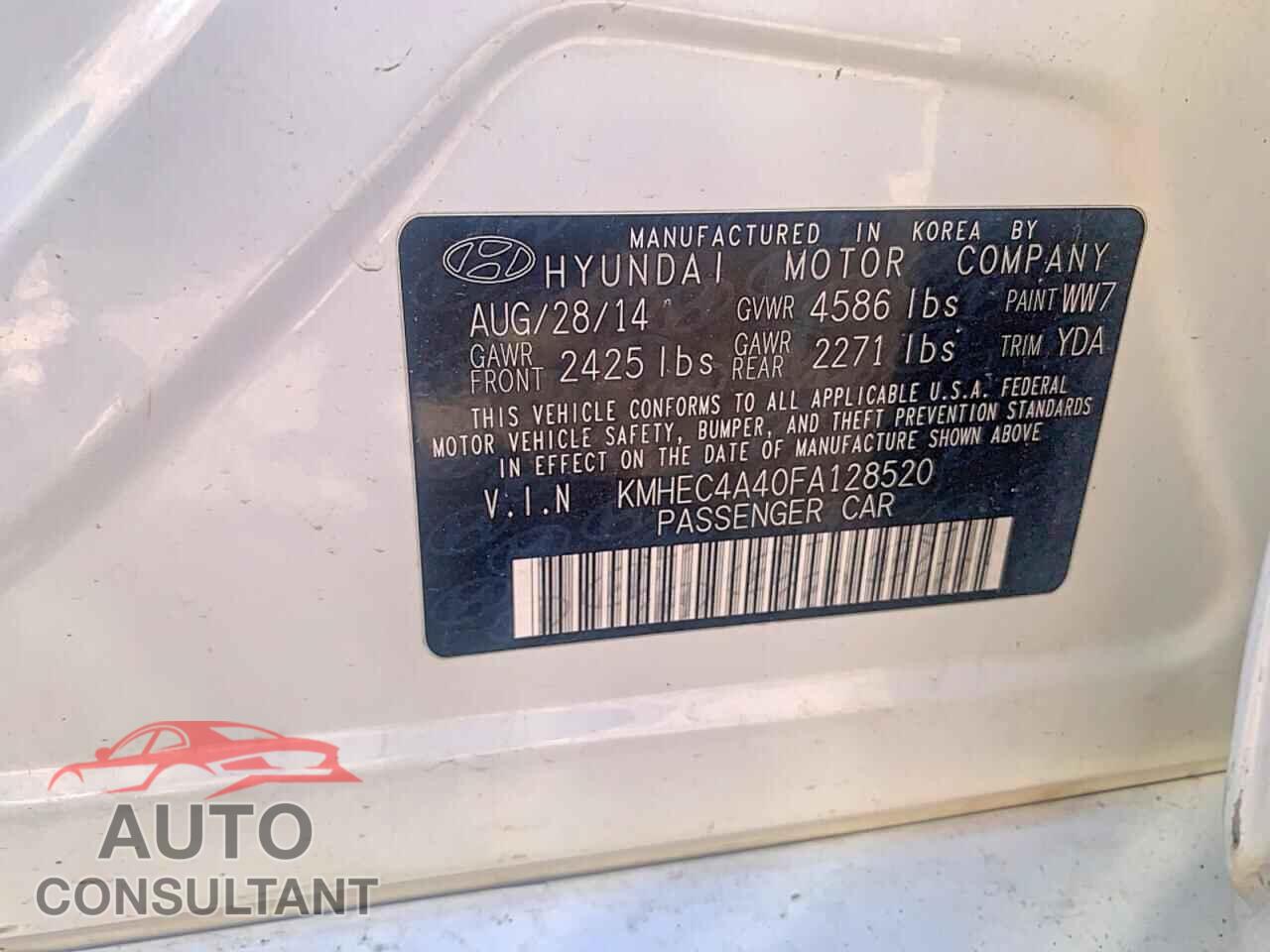 HYUNDAI SONATA 2015 - KMHEC4A40FA128520