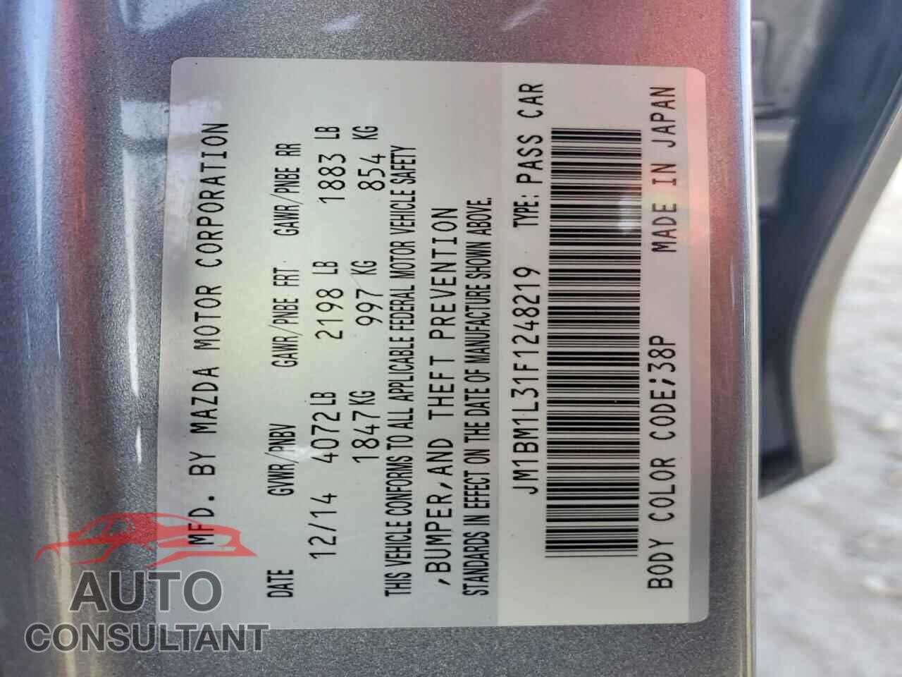MAZDA 3 2015 - JM1BM1L31F1248219