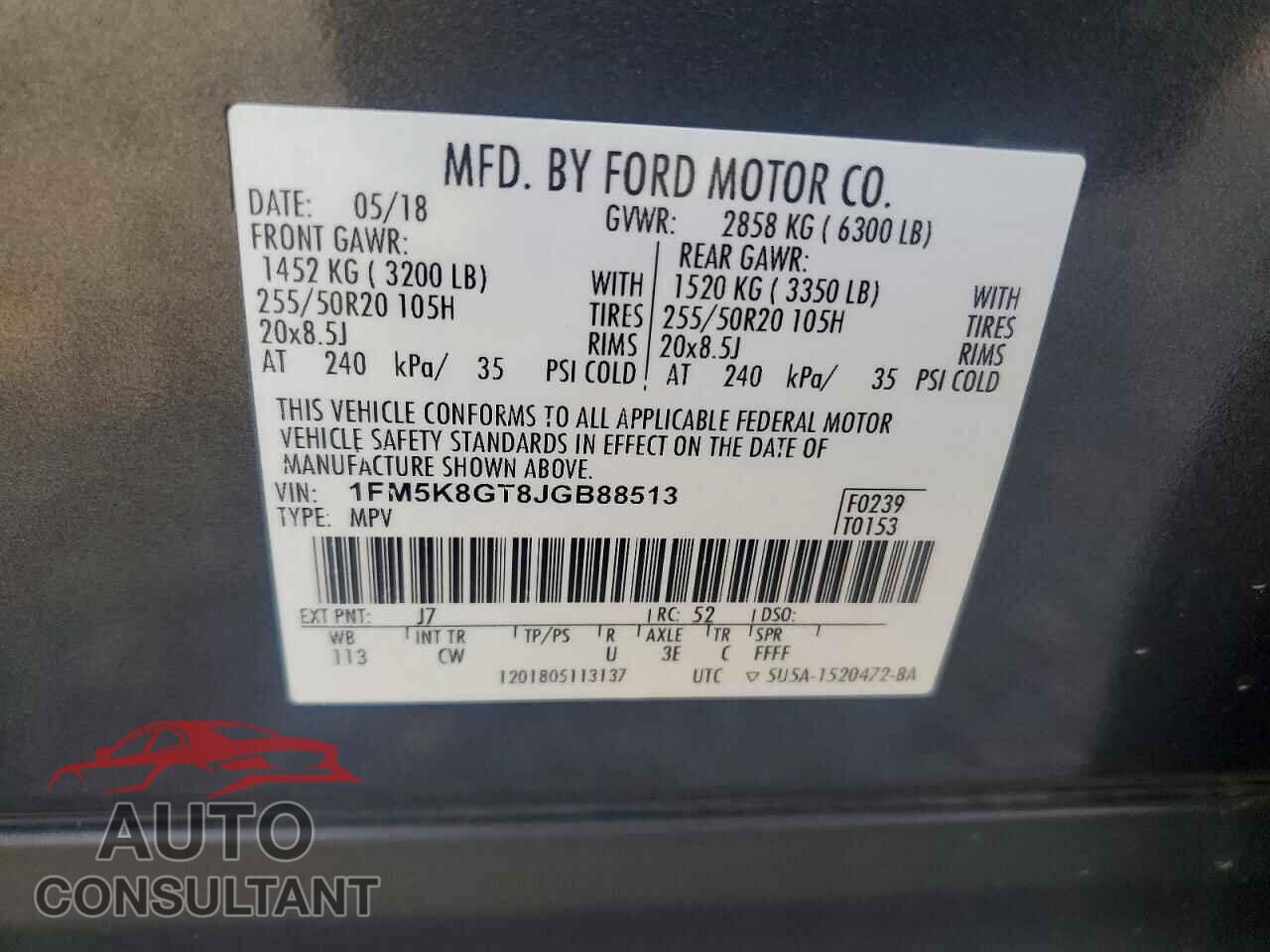 FORD EXPLORER 2018 - 1FM5K8GT8JGB88513