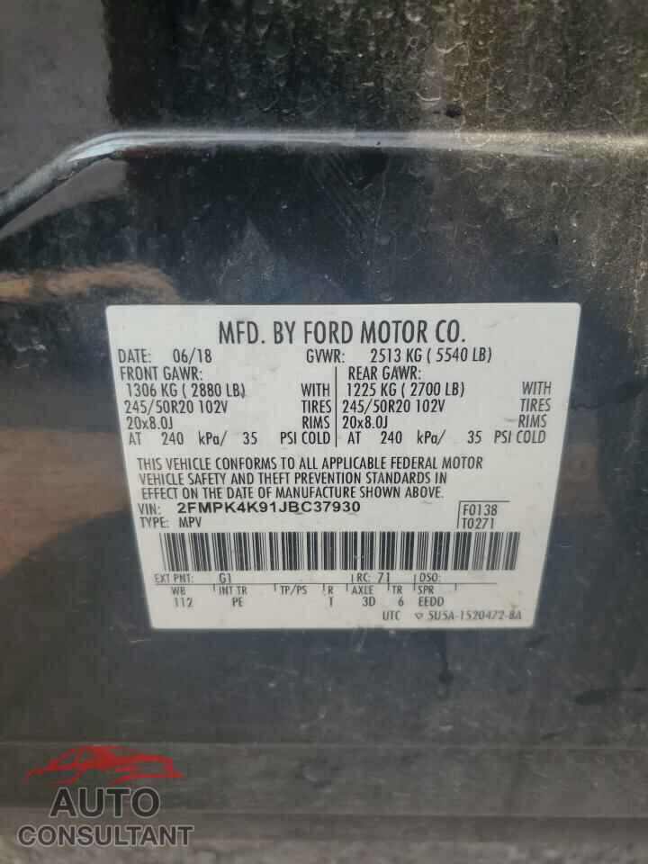 FORD EDGE 2018 - 2FMPK4K91JBC37930