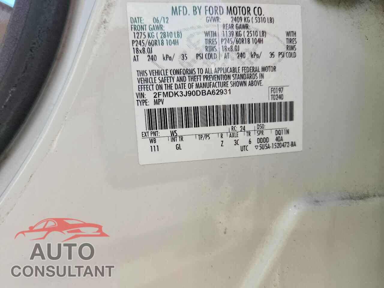FORD EDGE 2013 - 2FMDK3J90DBA62931
