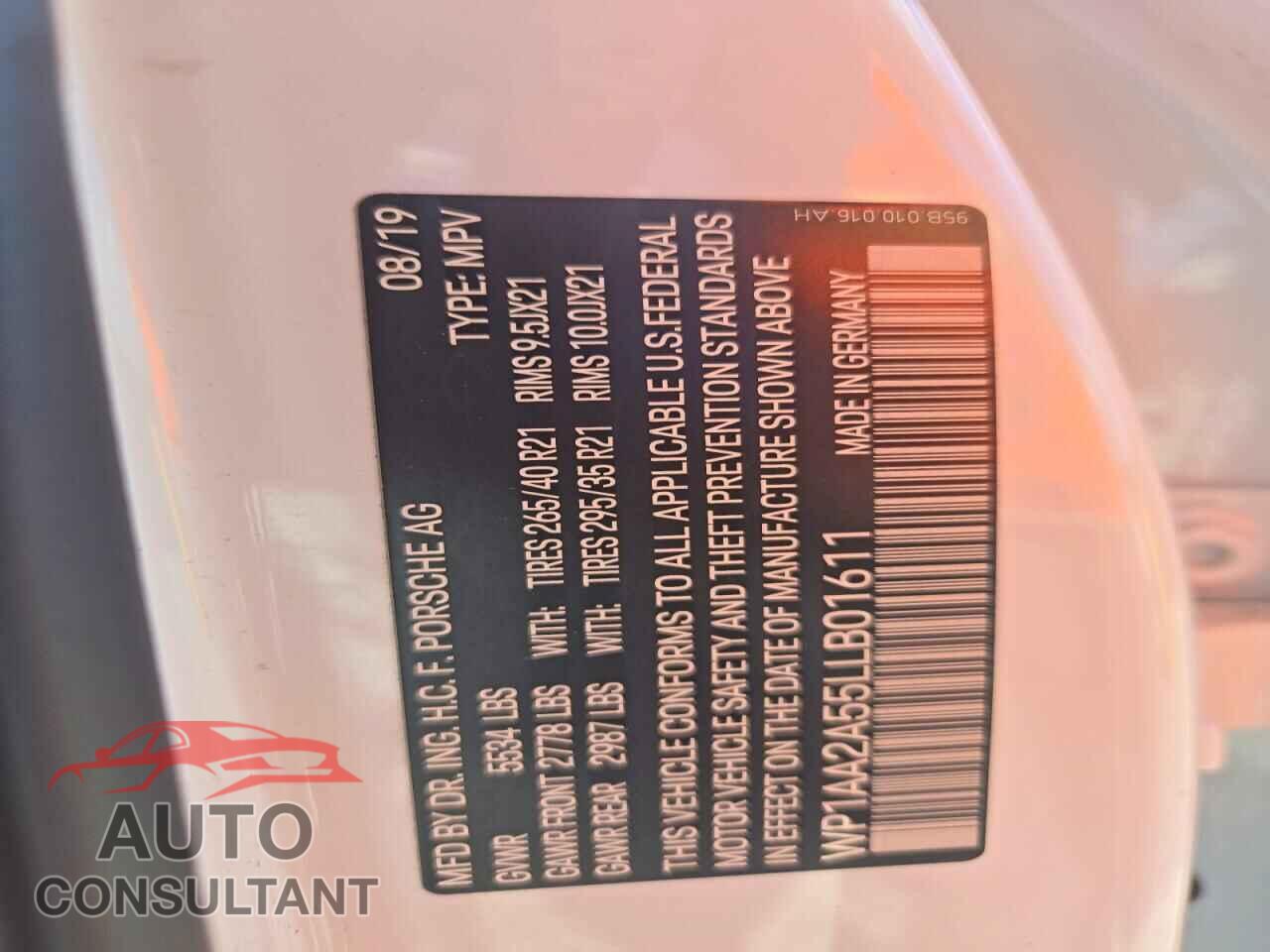 PORSCHE MACAN 2020 - WP1AA2A55LLB01611