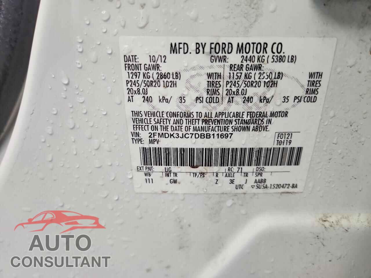 FORD EDGE 2013 - 2FMDK3JC7DBB11697