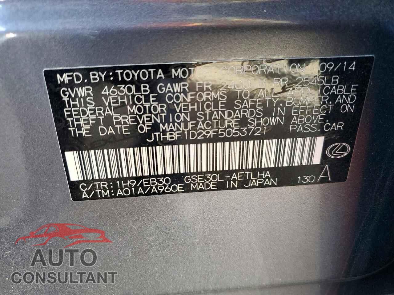 LEXUS IS 2015 - JTHBF1D29F5053721