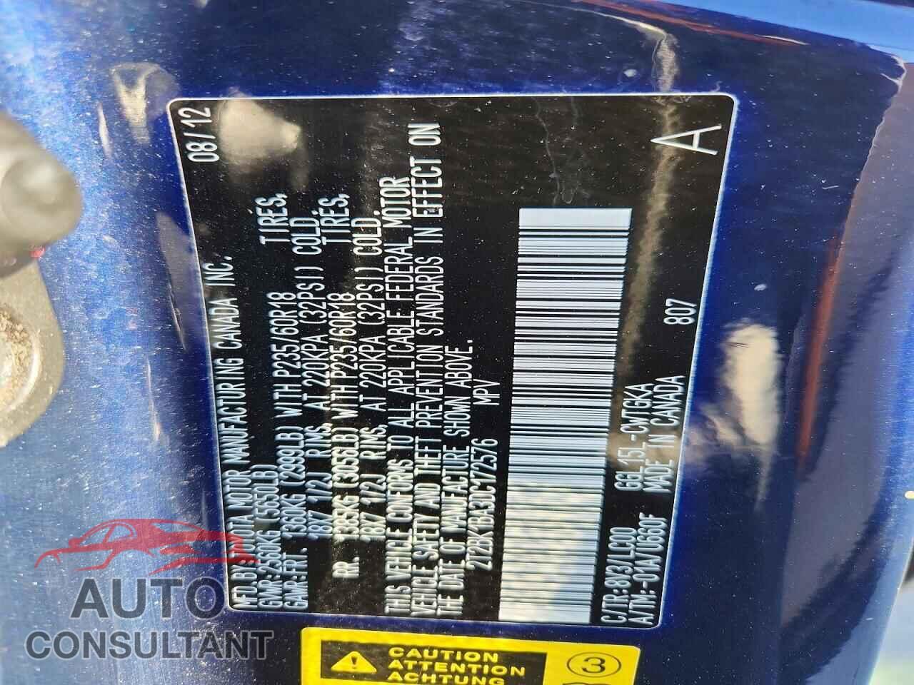 LEXUS RX350 2013 - 2T2BK1BA3DC172576