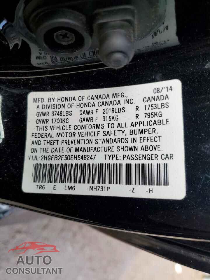 HONDA CIVIC 2014 - 2HGFB2F50EH548247