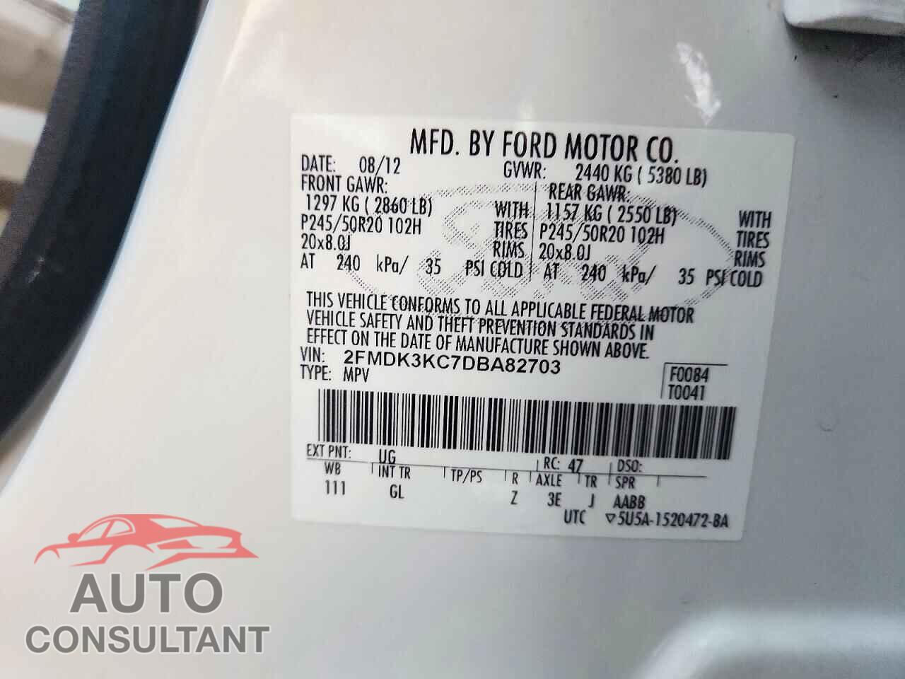 FORD EDGE 2013 - 2FMDK3KC7DBA82703