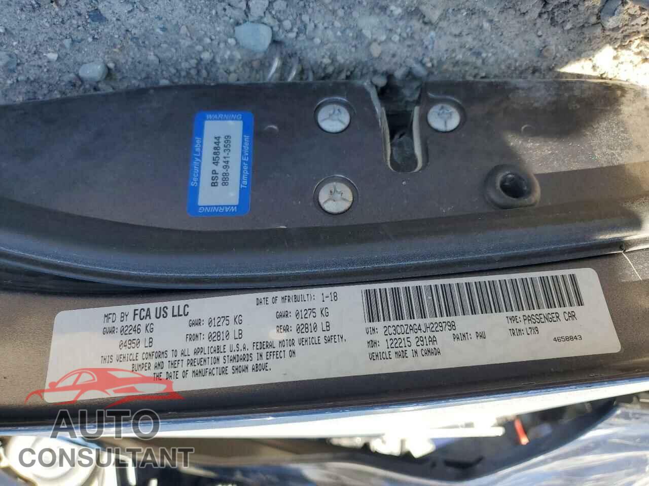 DODGE CHALLENGER 2018 - 2C3CDZAG4JH229798