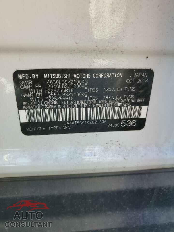 MITSUBISHI ECLIPSE 2019 - JA4AT5AA1KZ021335