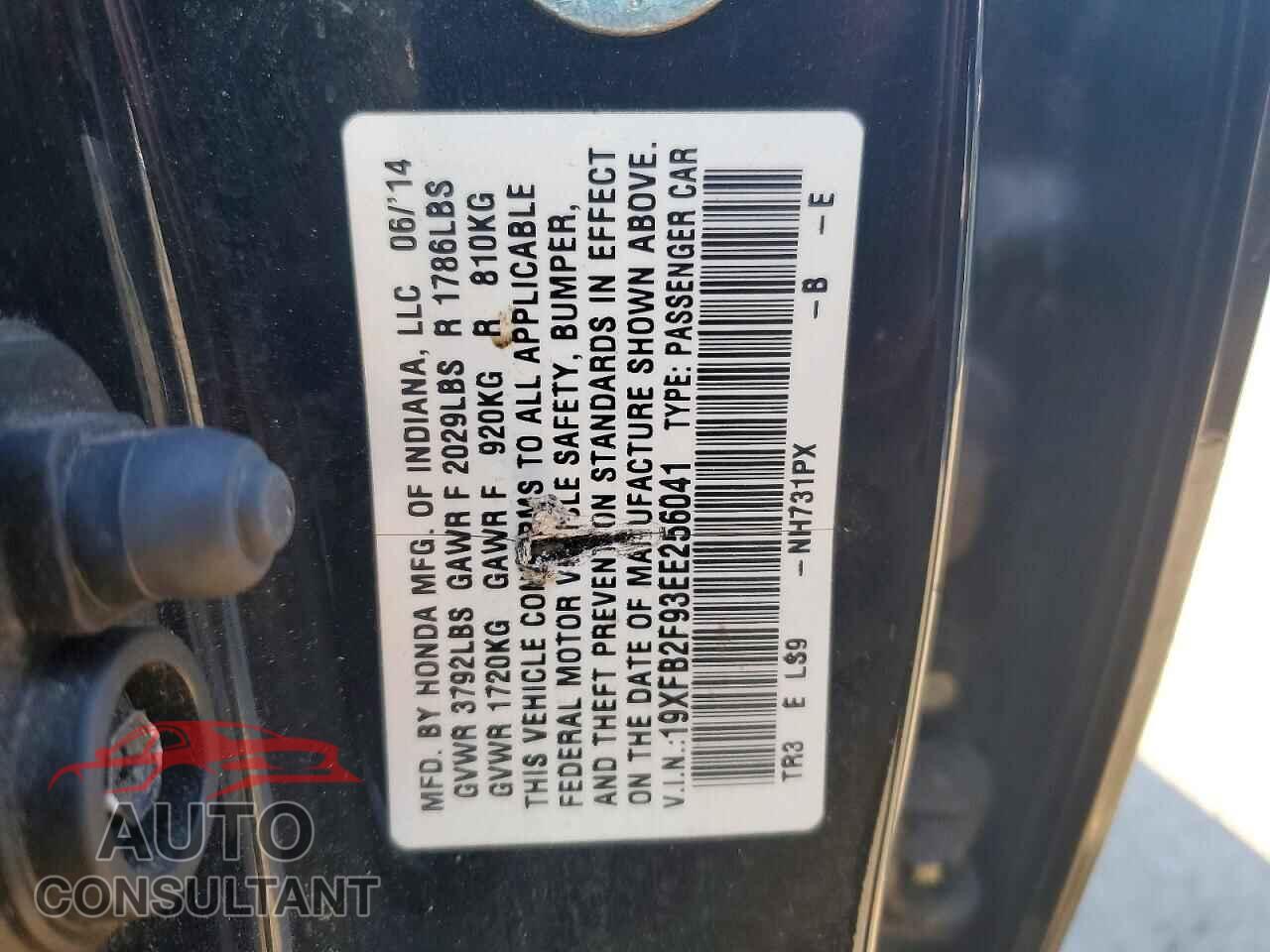 HONDA CIVIC 2014 - 19XFB2F93EE256041