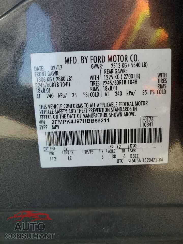 FORD EDGE 2017 - 2FMPK4J97HBB69211