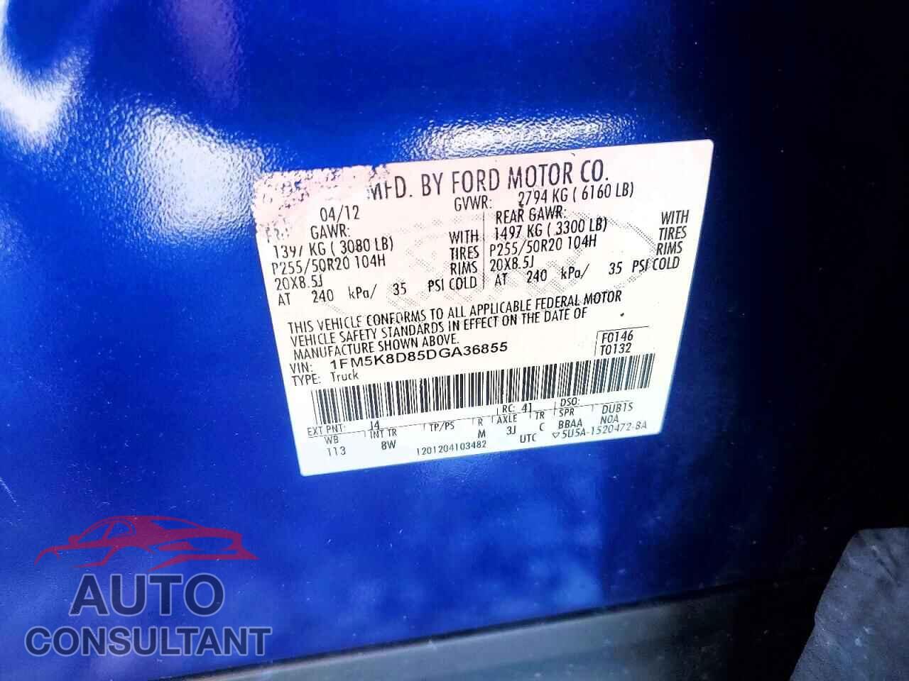FORD EXPLORER 2013 - 1FM5K8D85DGA36855