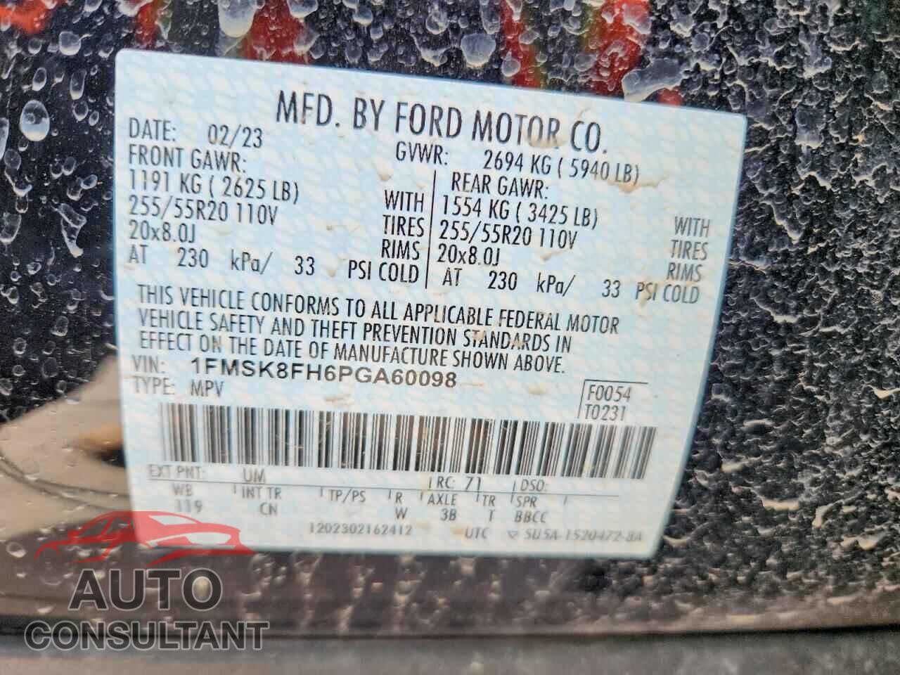 FORD EXPLORER 2023 - 1FMSK8FH6PGA60098