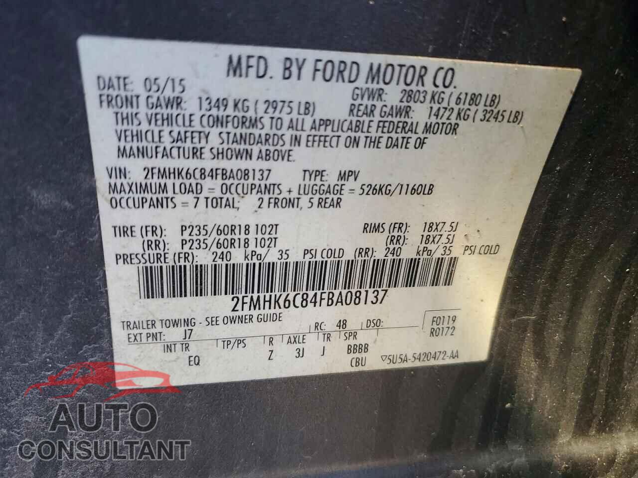 FORD FLEX 2015 - 2FMHK6C84FBA08137