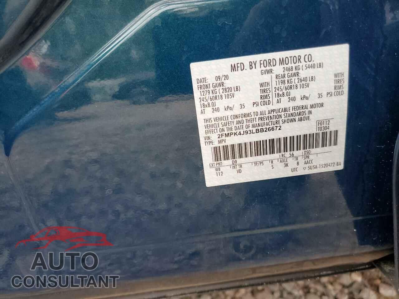 FORD EDGE 2020 - 2FMPK4J93LBB26672