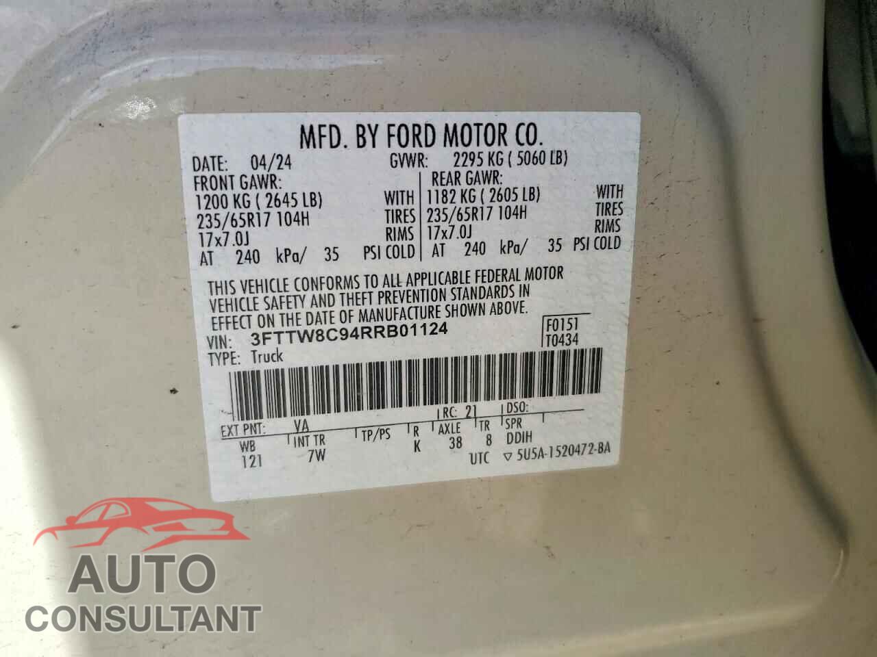 FORD MAVERICK 2024 - 3FTTW8C94RRB01124