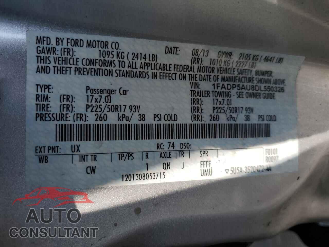 FORD CMAX 2013 - 1FADP5AU8DL550326