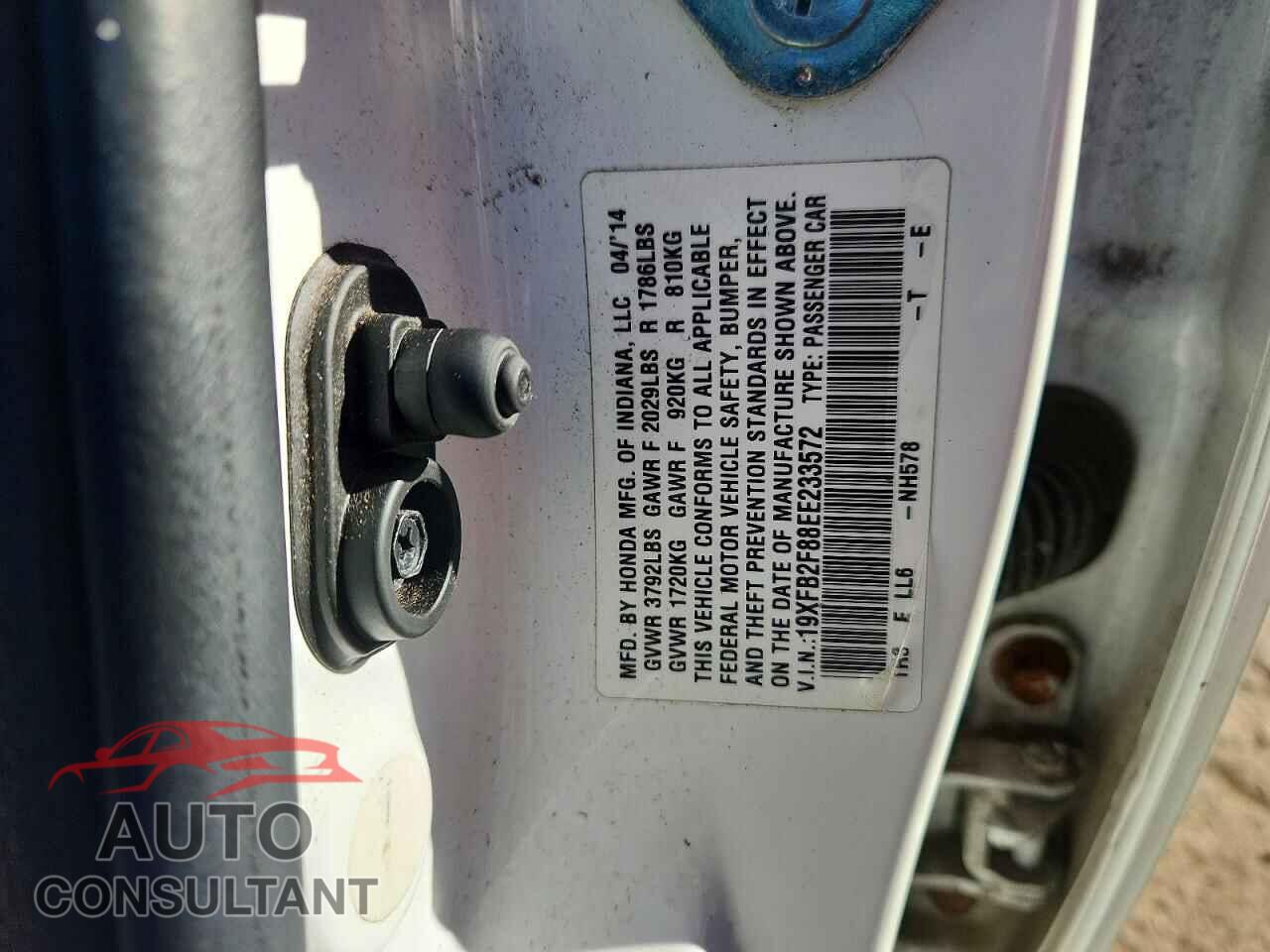 HONDA CIVIC 2014 - 19XFB2F88EE233572
