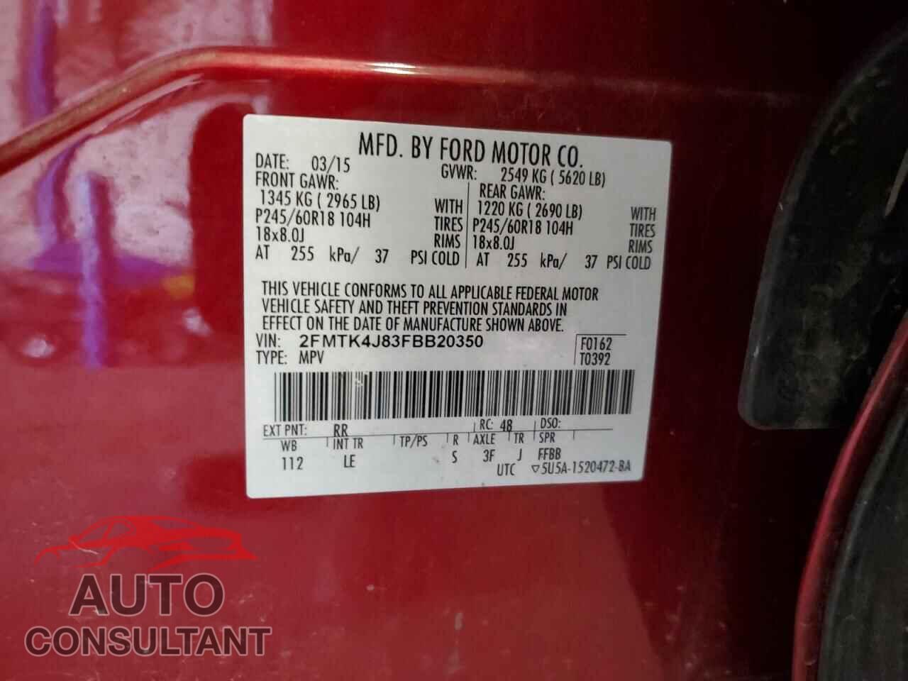 FORD EDGE 2015 - 2FMTK4J83FBB20350