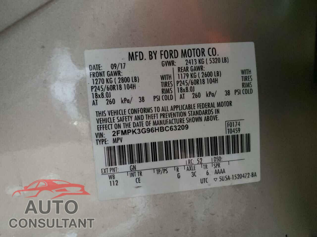FORD EDGE 2017 - 2FMPK3G96HBC63209