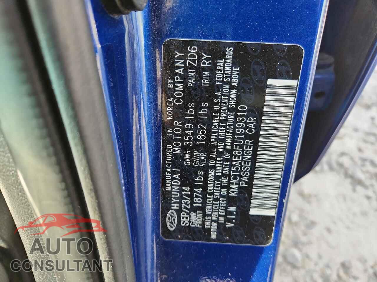 HYUNDAI ACCENT 2015 - KMHCT5AE8FU199310