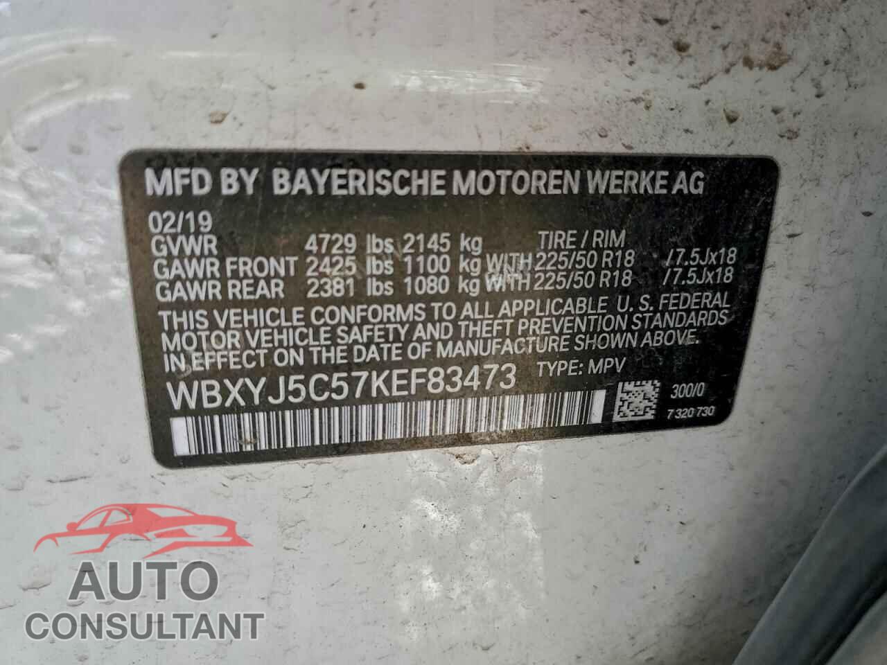 BMW X2 2019 - WBXYJ5C57KEF83473
