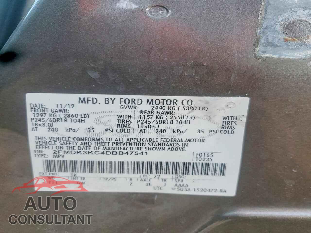 FORD EDGE 2013 - 2FMDK3KC4DBB47541