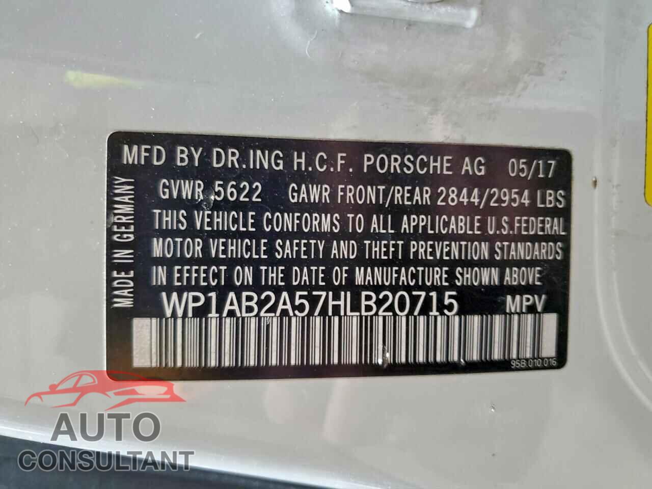 PORSCHE MACAN 2017 - WP1AB2A57HLB20715